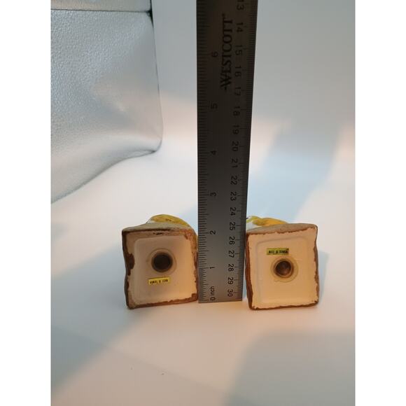 Owl Salt And Pepper Shakers Vintage On A Log Made In Taiwan Ceramic Bird 3" Tall - Picture 8 of 10